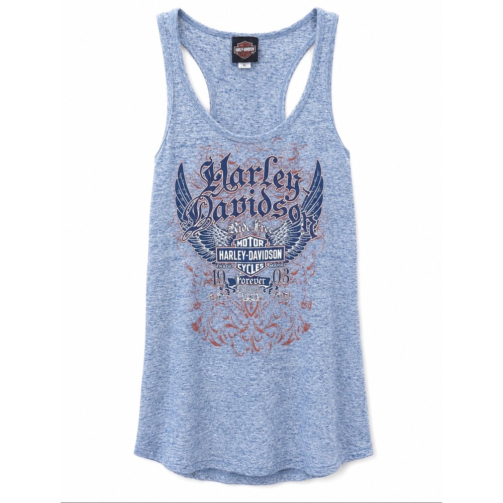 Harley-Davidson Women's Blue Graphic Racerback Tank Top XL Wildcat London KY‎